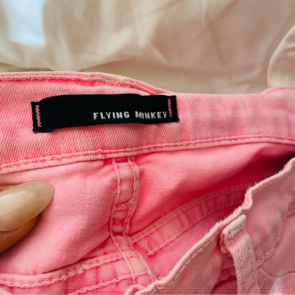 Bright Baby Pink Flying Monkey Ankle Skinny Jeans Jegging 28 9 Buckle - Picture 2 of 8